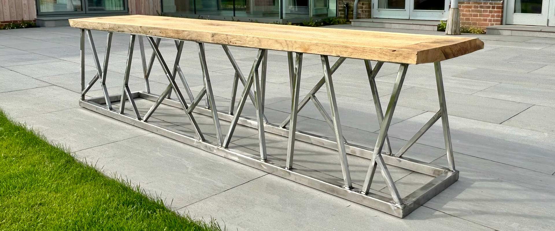 Over time the oak top will weather and age contrasting with the industrial stainless steel base.